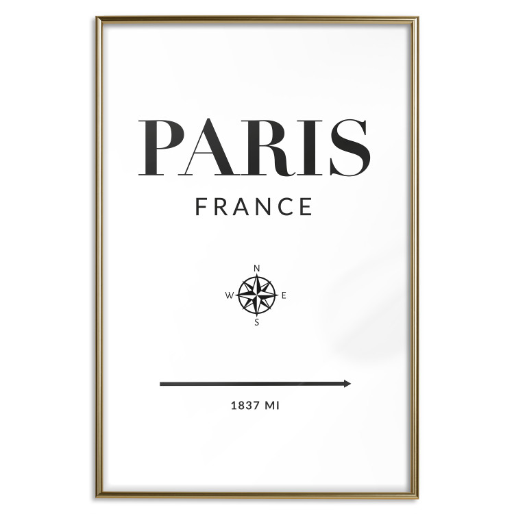 Poster Direction Paris - black English text on white background with compass 129595 additionalImage 14