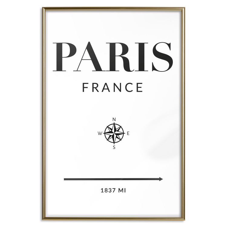 Poster Direction Paris - black English text on white background with compass 129595 additionalImage 21