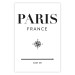 Poster Direction Paris - black English text on white background with compass 129595