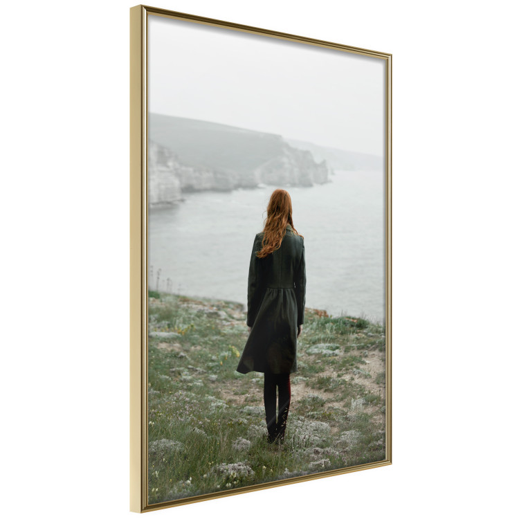 Wall Poster What Now? - landscape of a woman dressed in green against the sea and rocks 130295 additionalImage 14