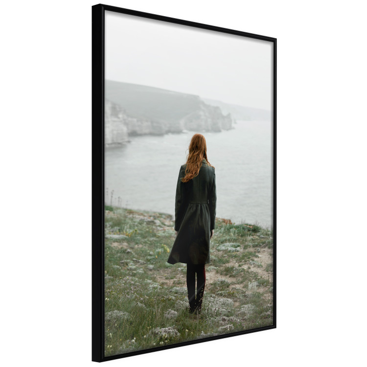 Wall Poster What Now? - landscape of a woman dressed in green against the sea and rocks 130295 additionalImage 11