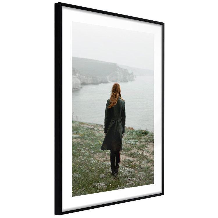 Wall Poster What Now? - landscape of a woman dressed in green against the sea and rocks 130295 additionalImage 8