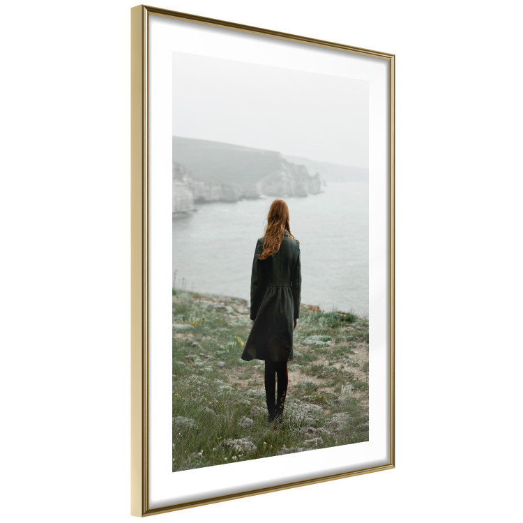Wall Poster What Now? - landscape of a woman dressed in green against the sea and rocks 130295 additionalImage 9