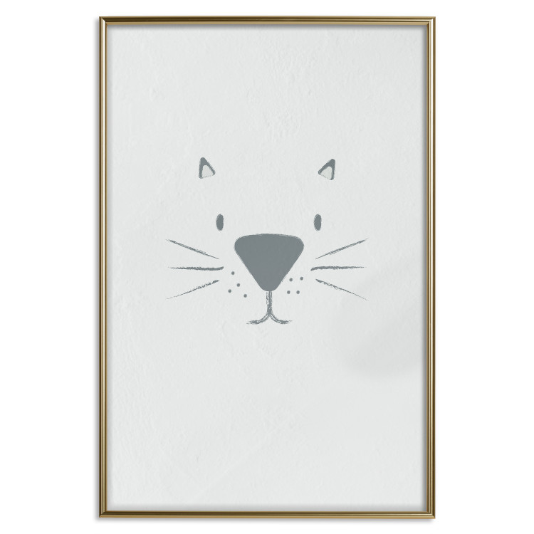 Wall Poster Kitty Face - animal with a funny face on a solid gray background 130695 additionalImage 17