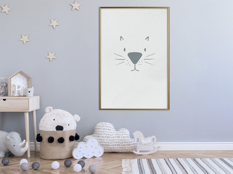 Wall Poster Kitty Face - animal with a funny face on a solid gray background 130695 additionalImage 5