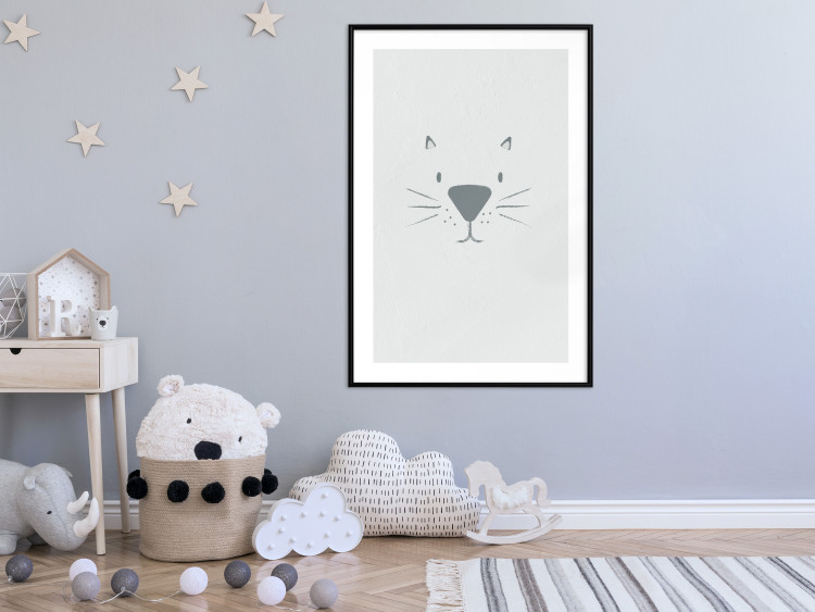 Wall Poster Kitty Face - animal with a funny face on a solid gray background 130695 additionalImage 18