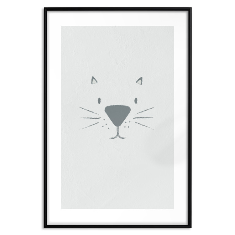 Wall Poster Kitty Face - animal with a funny face on a solid gray background 130695 additionalImage 15