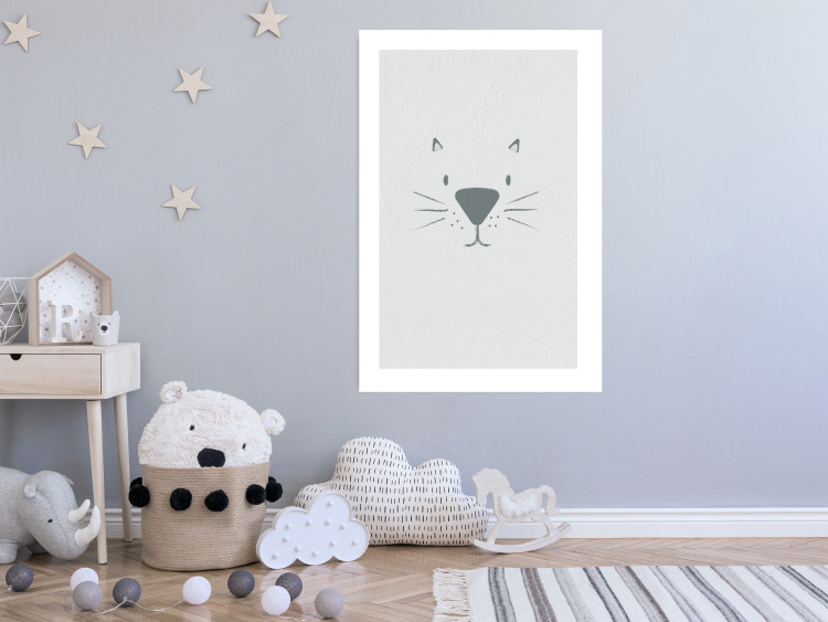 Wall Poster Kitty Face - animal with a funny face on a solid gray background 130695 additionalImage 3