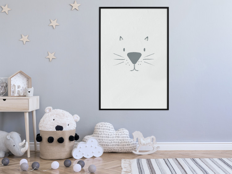 Wall Poster Kitty Face - animal with a funny face on a solid gray background 130695 additionalImage 4