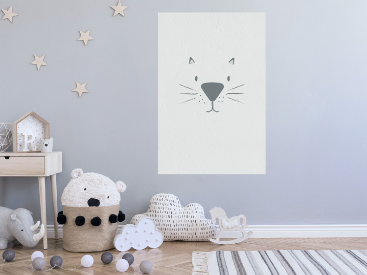 Wall Poster Kitty Face - animal with a funny face on a solid gray background 130695 additionalImage 2