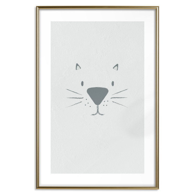 Wall Poster Kitty Face - animal with a funny face on a solid gray background 130695 additionalImage 14