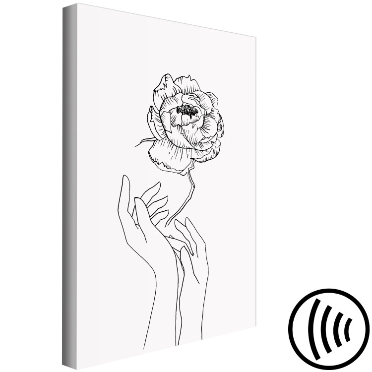 Canvas Print Delicate Flower (1-piece) Vertical - black and white lineart of hands 131895 additionalImage 6