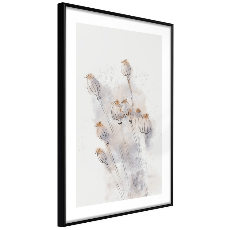 Poster Tranquil Poppies - line art of flowers on a white background in an abstract motif 131995 additionalImage 6