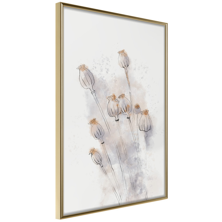 Poster Tranquil Poppies - line art of flowers on a white background in an abstract motif 131995 additionalImage 12