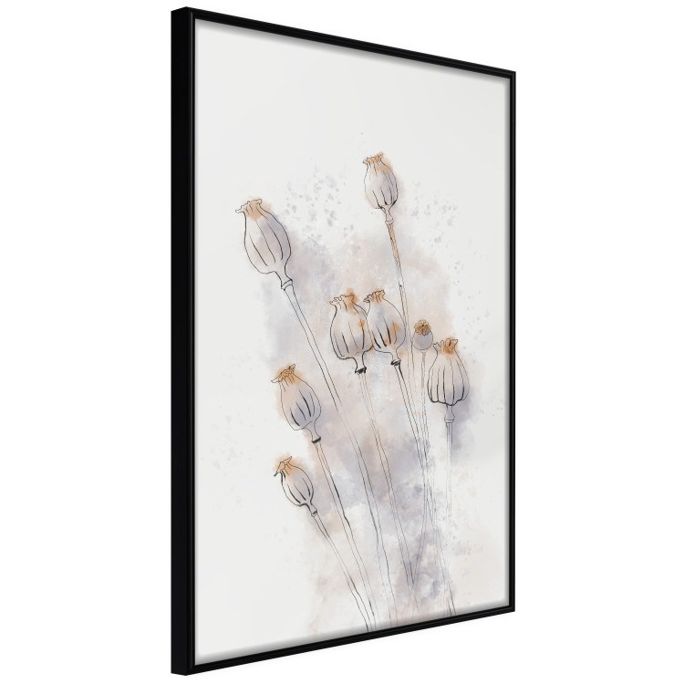Poster Tranquil Poppies - line art of flowers on a white background in an abstract motif 131995 additionalImage 11