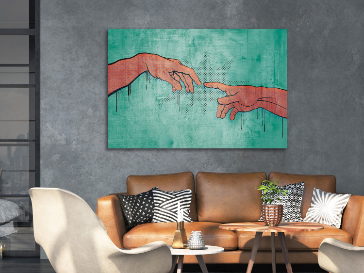 Canvas Two hands - youth graphic modeled on a religious fresco 132195 additionalImage 3