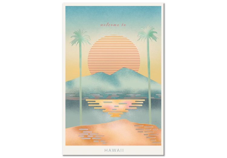 Canvas Art Print Welcome to Hawaii - drawing image of the Hawaiian islands in the sun 134995