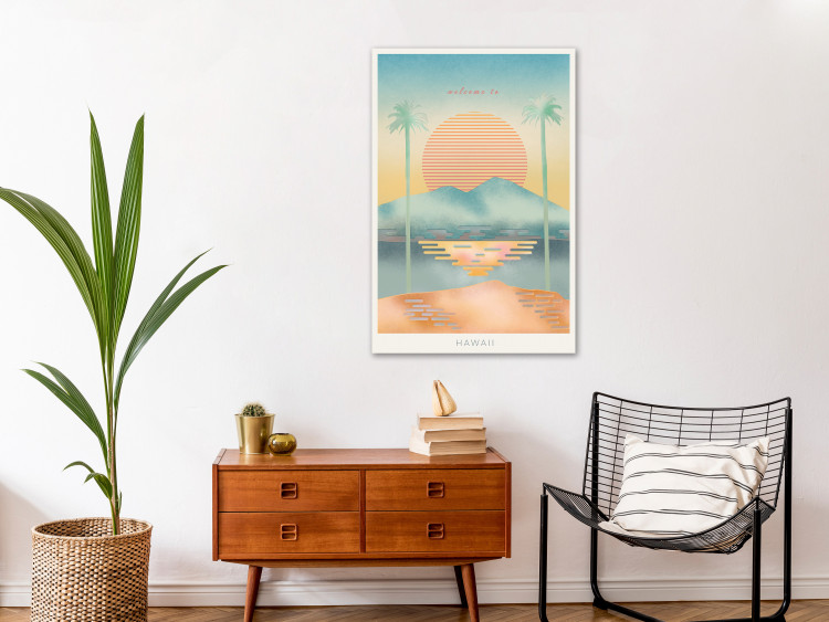 Canvas Art Print Welcome to Hawaii - drawing image of the Hawaiian islands in the sun 134995 additionalImage 3