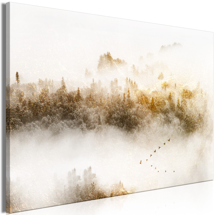 Canvas Print Golden Hills (1-piece) Wide - landscape of misty forest 135095 additionalImage 2