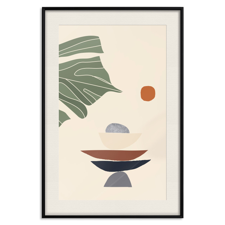 Wall Poster On the Sunny Terrace - abstraction with a green leaf in Zen style 137495 additionalImage 3