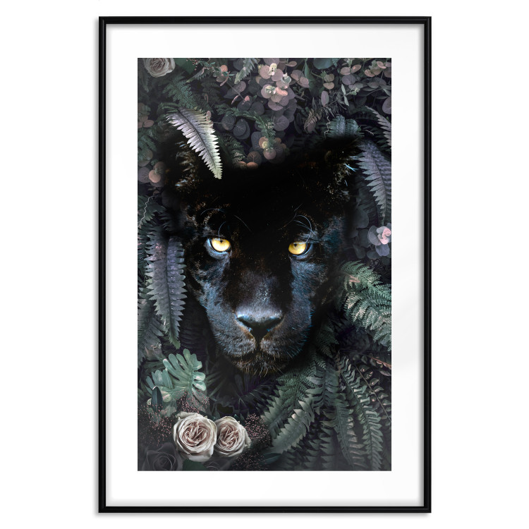 Wall Poster Black Panther in Leaves - portrait of a panther against a background of green plants 138695 additionalImage 16