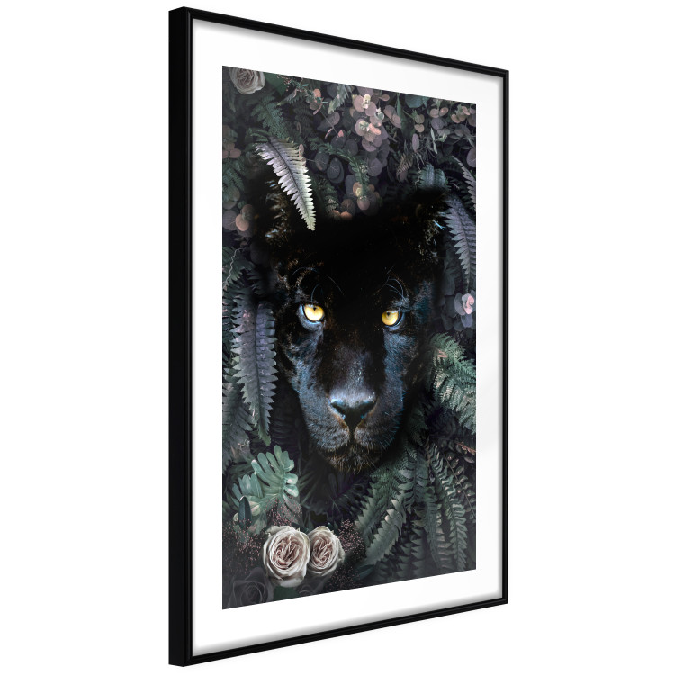 Wall Poster Black Panther in Leaves - portrait of a panther against a background of green plants 138695 additionalImage 12