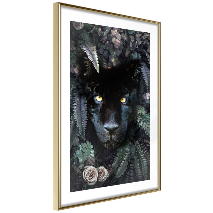 Wall Poster Black Panther in Leaves - portrait of a panther against a background of green plants 138695 additionalImage 4