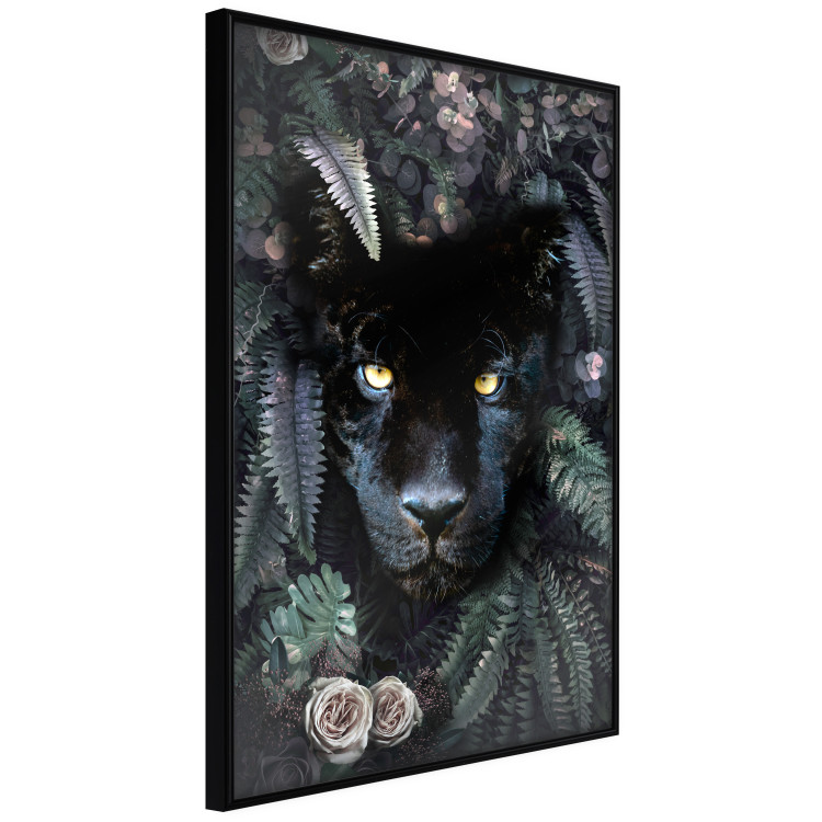 Wall Poster Black Panther in Leaves - portrait of a panther against a background of green plants 138695 additionalImage 10