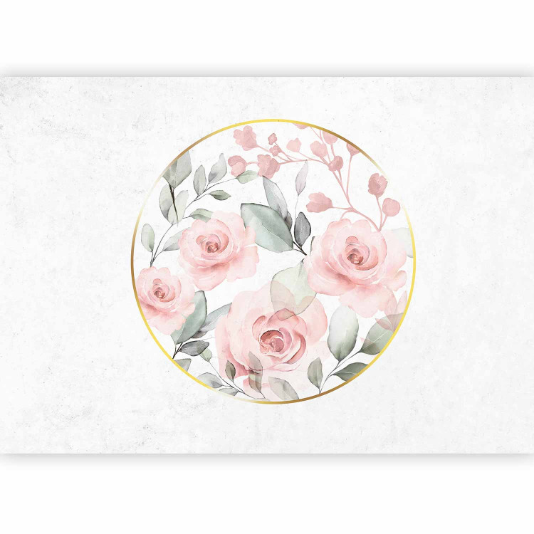 Wall Mural Rose circle - romantic flowers in shades of pink with painting effect 143395 additionalImage 1