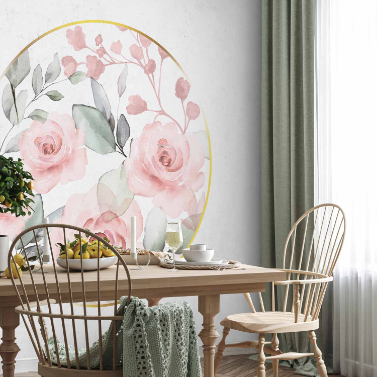Wall Mural Rose circle - romantic flowers in shades of pink with painting effect 143395 additionalImage 4