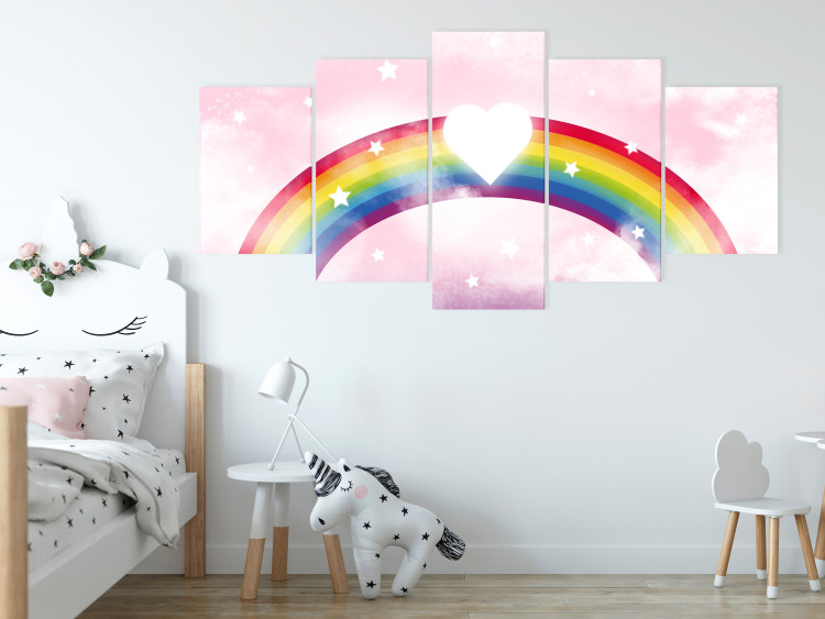 Canvas Sky Full of Love (5-piece) - heart and colorful rainbow for kids 143795 additionalImage 3