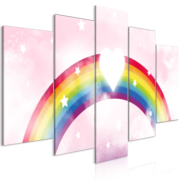 Canvas Sky Full of Love (5-piece) - heart and colorful rainbow for kids 143795 additionalImage 2