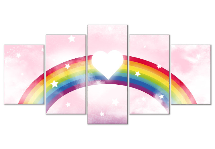 Canvas Sky Full of Love (5-piece) - heart and colorful rainbow for kids 143795
