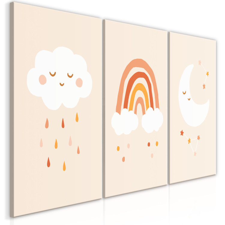Canvas Children's Sky (3-piece) - pastel clouds and moon for children 145095 additionalImage 2