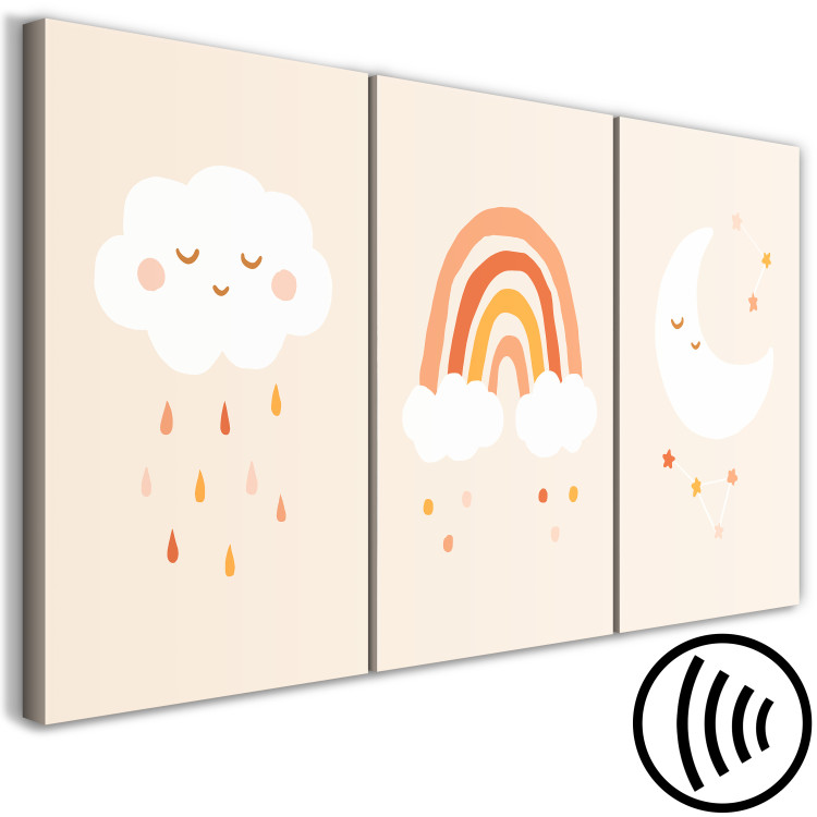 Canvas Children's Sky (3-piece) - pastel clouds and moon for children 145095 additionalImage 6