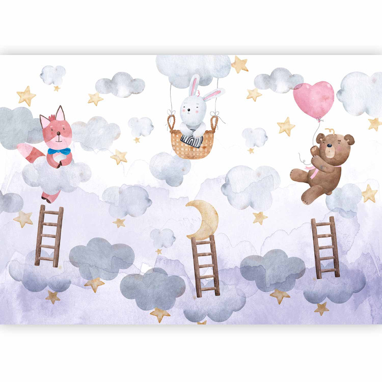 Wall Mural For Children - Teddy Bear, a Bunny and a Fox Flying in the Stars and Clouds 148595 additionalImage 5