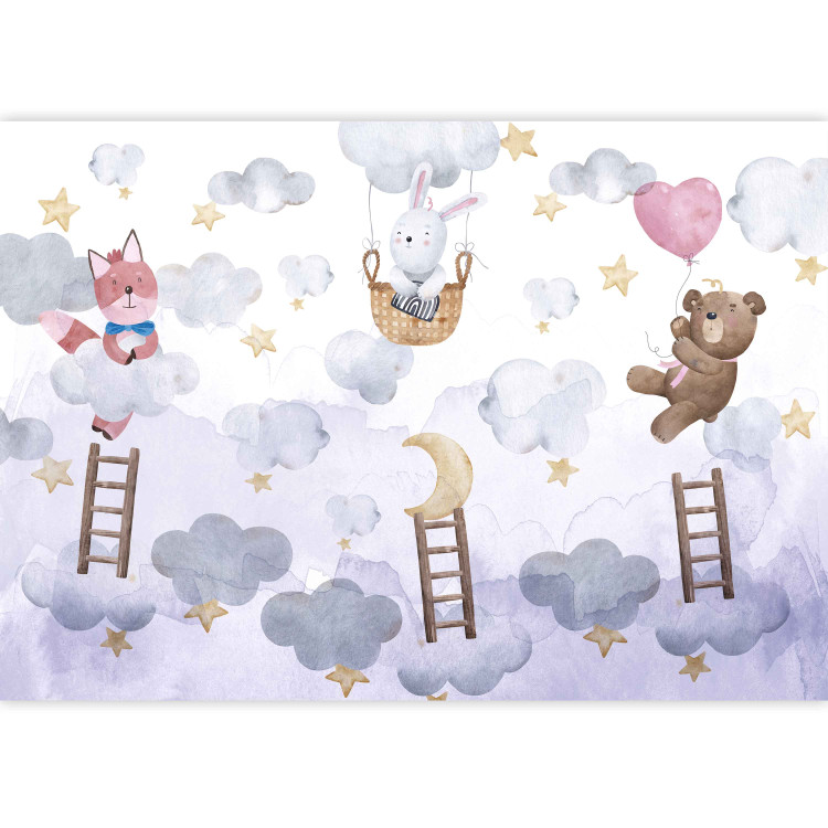 Wall Mural For Children - Teddy Bear, a Bunny and a Fox Flying in the Stars and Clouds 148595 additionalImage 3