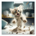 Canvas Art Print AI Maine Coon Cat - Scared Animal at Kitchen Work - Square 150095 additionalThumb 7
