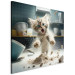 Canvas Art Print AI Maine Coon Cat - Scared Animal at Kitchen Work - Square 150095 additionalThumb 2