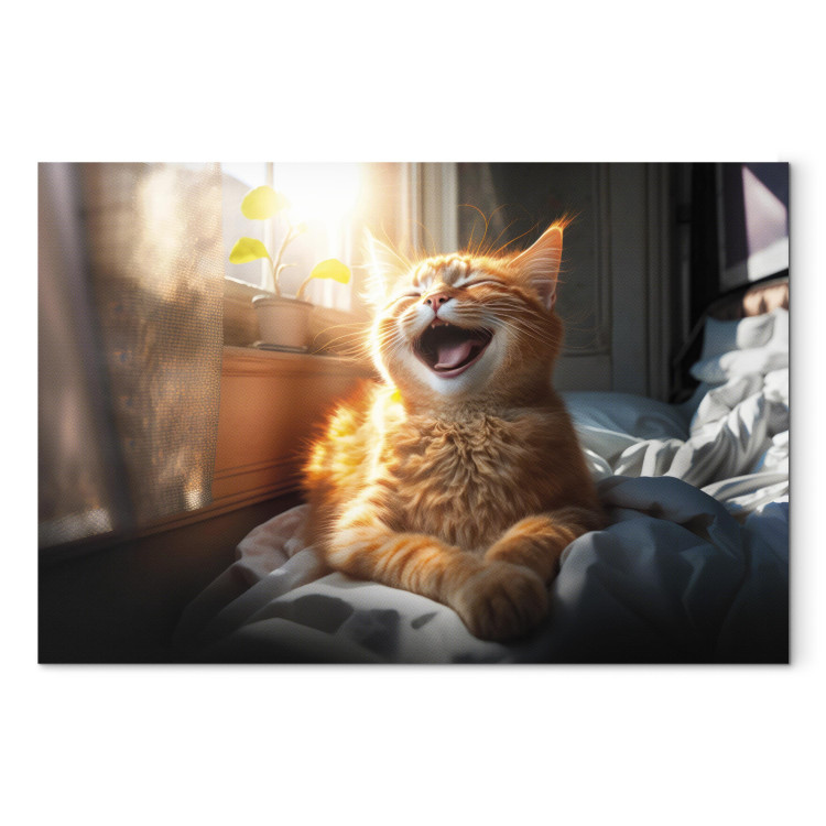 Canvas Print AI Maine Coon Cat - Ginger Happy Animal in the Sunshine - Horizontal 150195 additionalImage 7