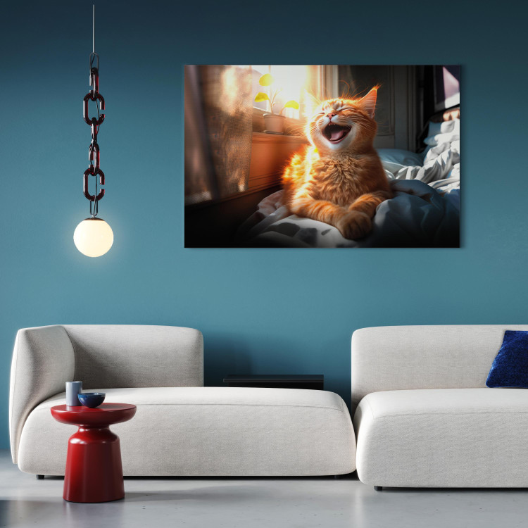 Canvas Print AI Maine Coon Cat - Ginger Happy Animal in the Sunshine - Horizontal 150195 additionalImage 11