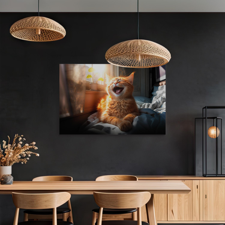 Canvas Print AI Maine Coon Cat - Ginger Happy Animal in the Sunshine - Horizontal 150195 additionalImage 9