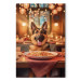 Canvas Print AI Dog German Shepherd - Animal at Dinner in Restaurant - Vertical 150295