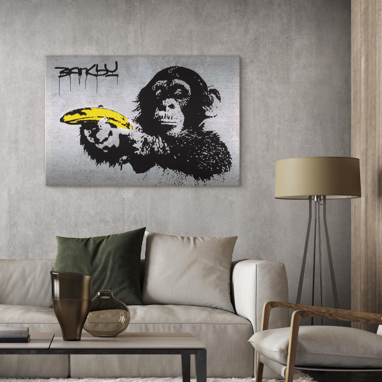 Print On Glass Stop or the monkey will shoot! (Banksy) [Glass] 150995 additionalImage 5