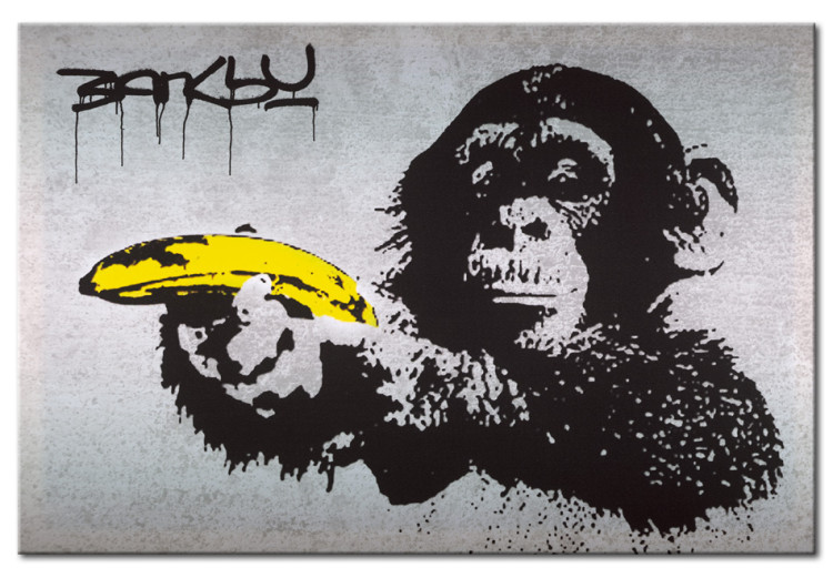 Print On Glass Stop or the monkey will shoot! (Banksy) [Glass] 150995 additionalImage 2