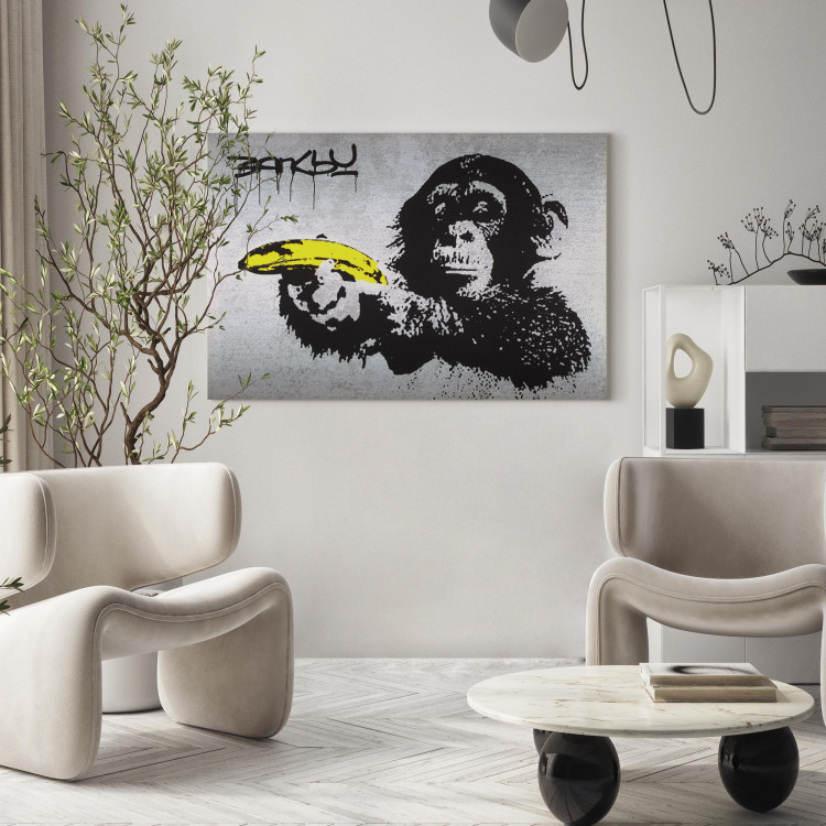 Print On Glass Stop or the monkey will shoot! (Banksy) [Glass] 150995 additionalImage 3