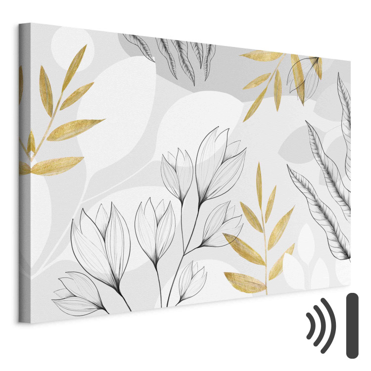 Canvas Fine Abstraction - A Minimalist Composition With Leaves and Flowers 151195 additionalImage 8