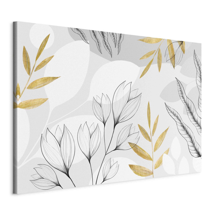 Canvas Fine Abstraction - A Minimalist Composition With Leaves and Flowers 151195 additionalImage 2