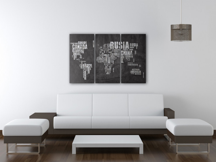Canvas Art Print Map of the World (Spanish language) - triptych 55295 additionalImage 3