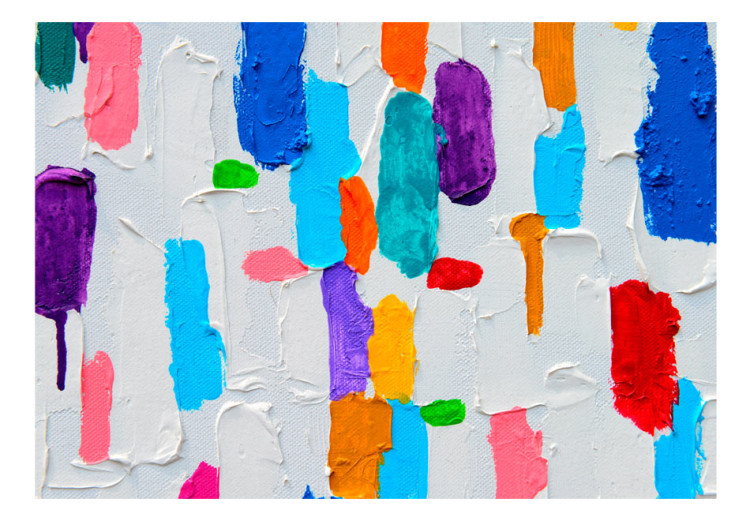 Photo Wallpaper Colourful expression - painted pattern in coloured shapes on white background 90095 additionalImage 1